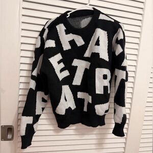 Cozy Black and White Graphic Sweater